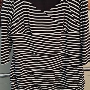 Cuu-te and classy black and white midi dress with figure flattering ruching